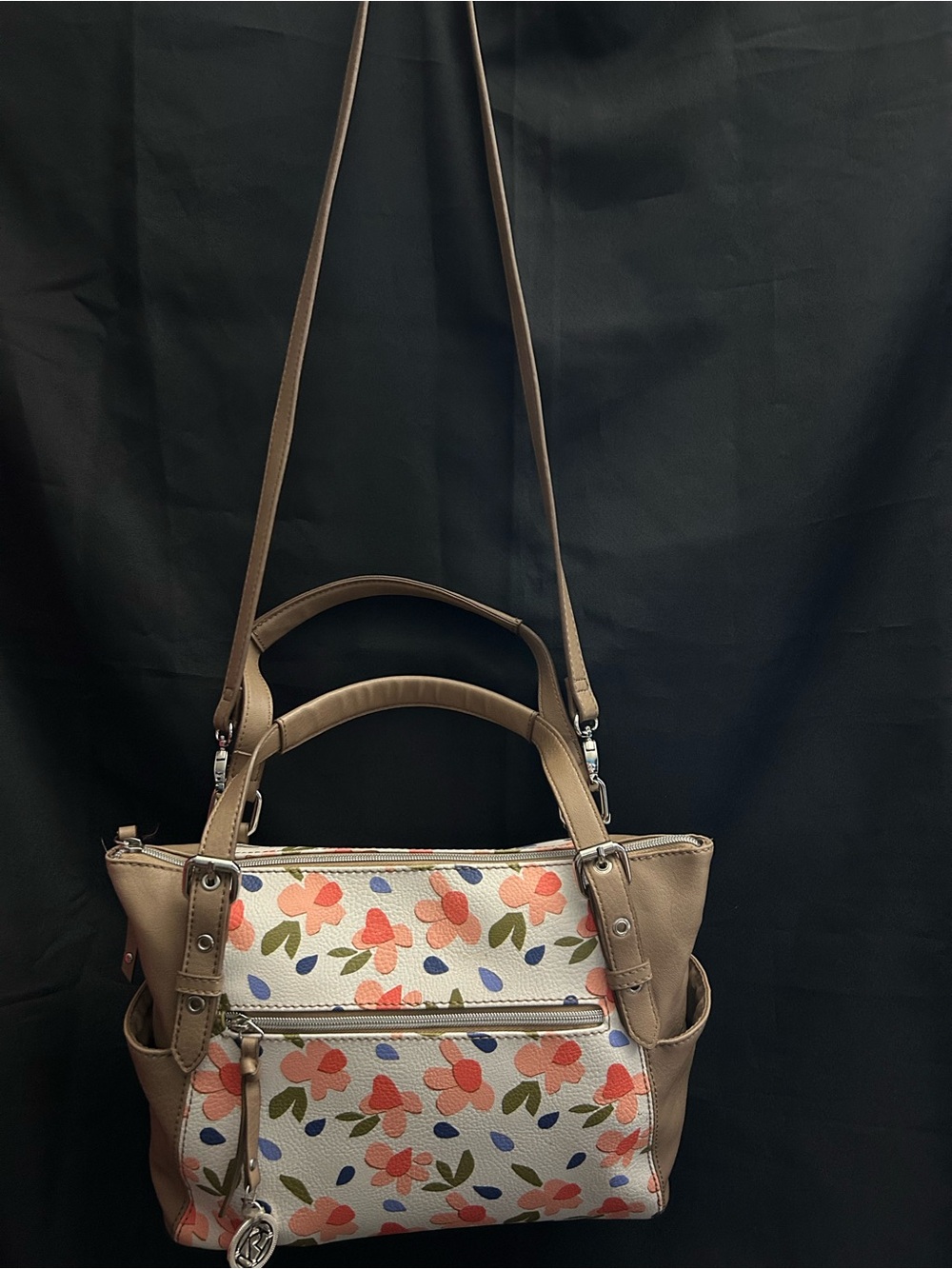 Relic Women’s Floral Print Shoulder Bag in Taupe & Coral